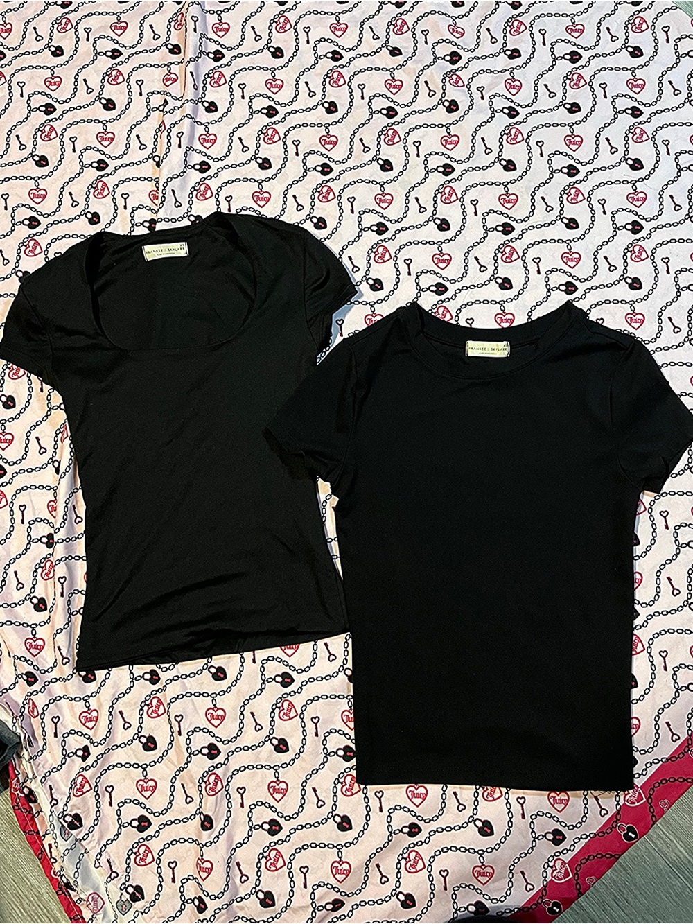 Black Short Sleeve Scoop & Crew Neck Tee Duo